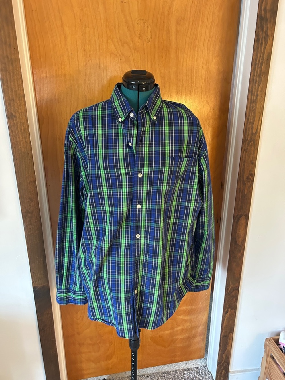 Champs Blue and Green Plaid Button-Down Shirt - Men